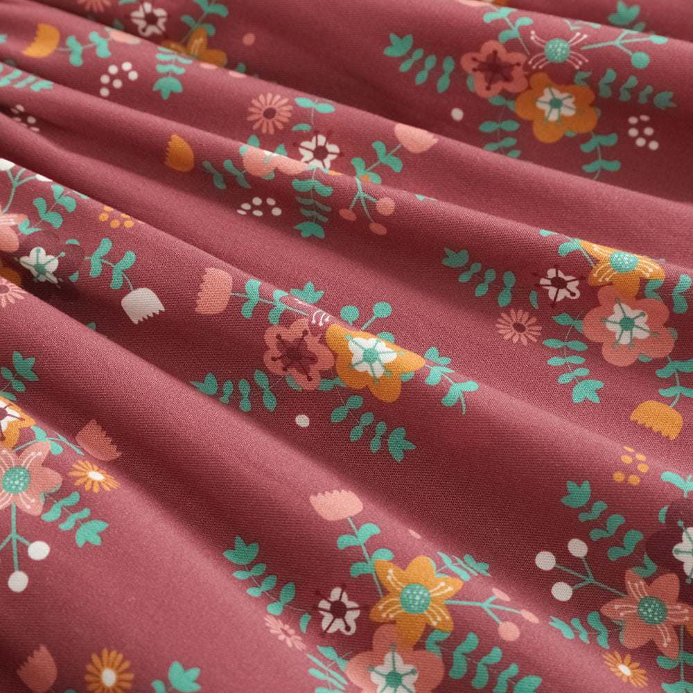 Vauva FW23-女孩紅色碎花連身裙