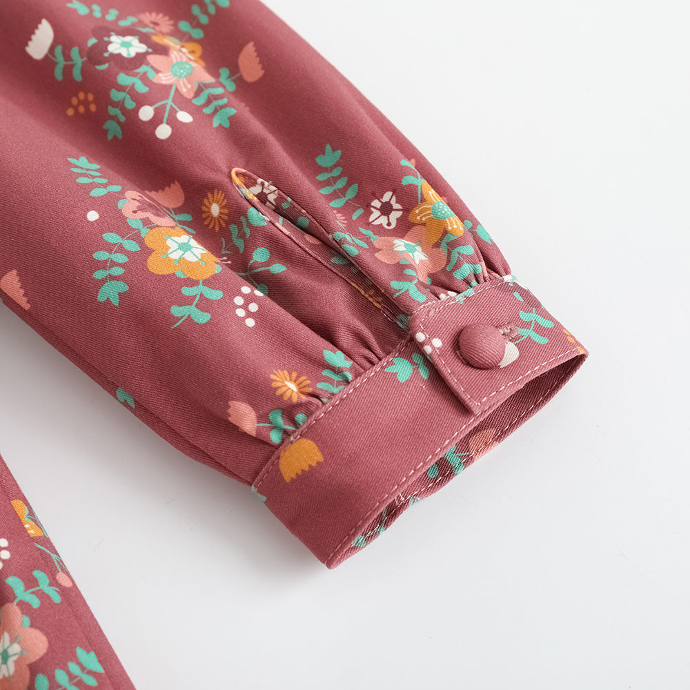 Vauva FW23-女孩紅色碎花連身裙
