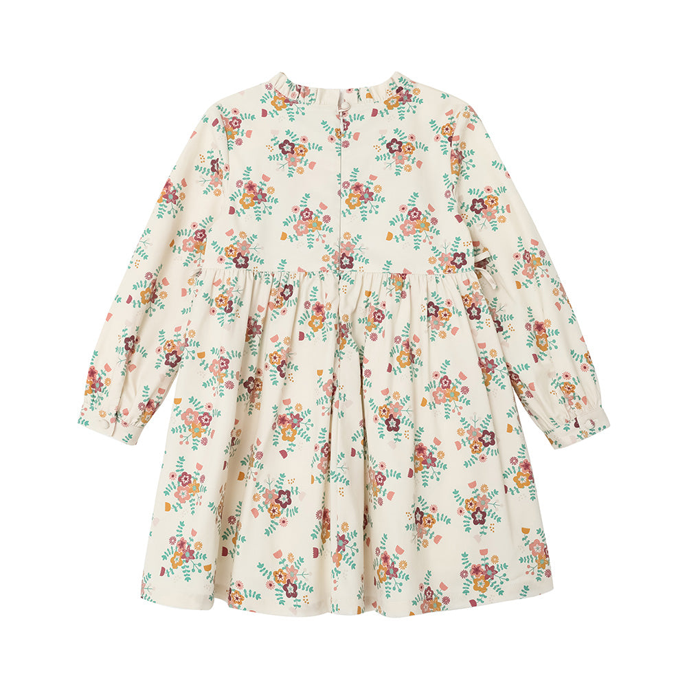 Vauva FW23-女孩白色碎花連身裙