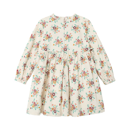 Vauva FW23-女孩白色碎花連身裙