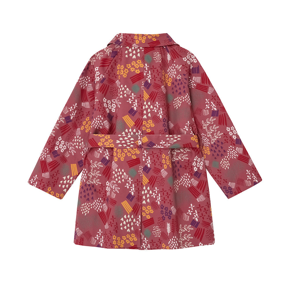 Vauva FW23 - 女童印花腰繫帶風衣外套（紅色）