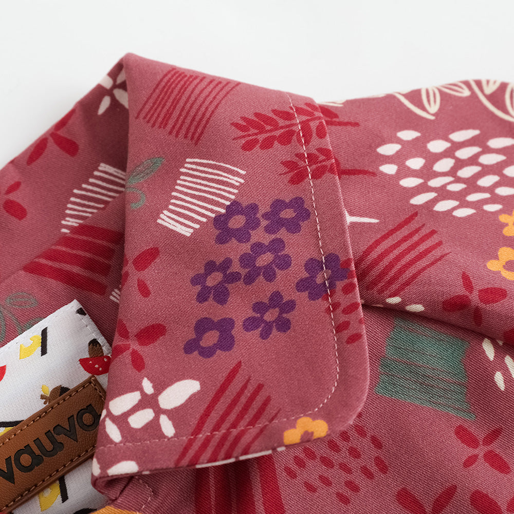 Vauva FW23 - 女童印花腰繫帶風衣外套（紅色）