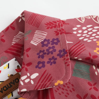 Vauva FW23 - 女童印花腰繫帶風衣外套（紅色）