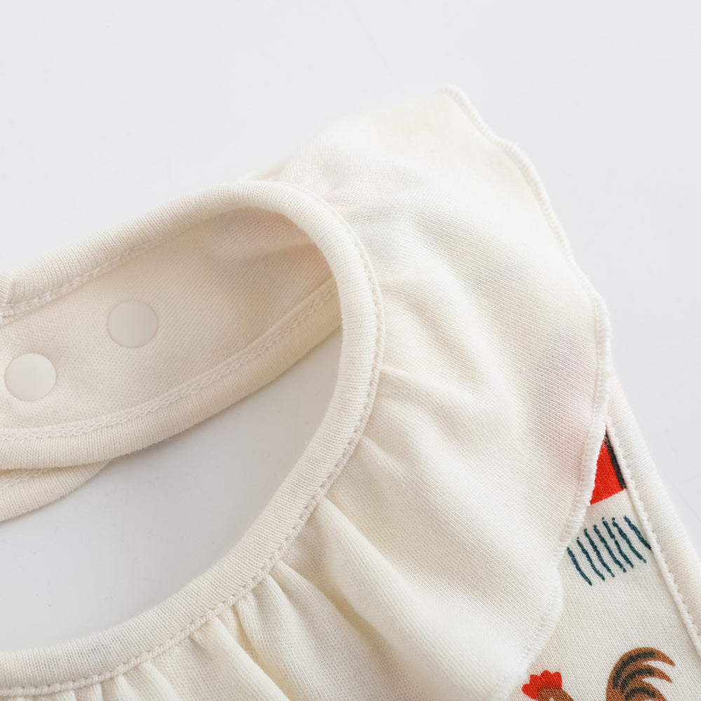 Baby Girls Pinwheel All Over Print Ruffle Cotton Bib