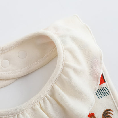 Baby Girls Pinwheel All Over Print Ruffle Cotton Bib