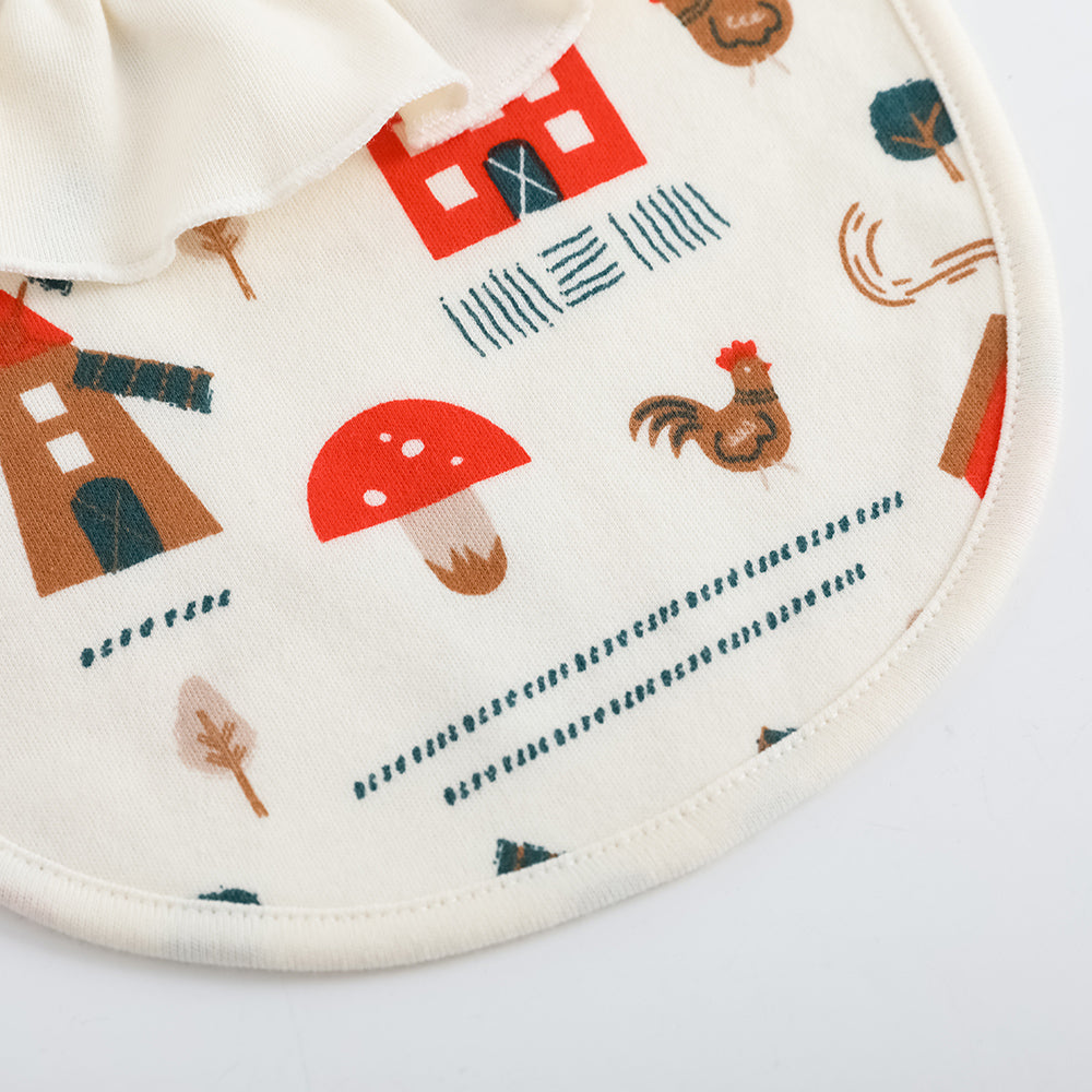 Baby Girls Pinwheel All Over Print Ruffle Cotton Bib