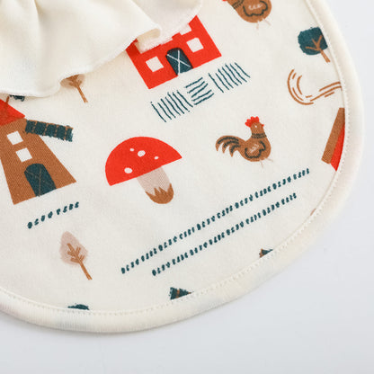 Baby Girls Pinwheel All Over Print Ruffle Cotton Bib