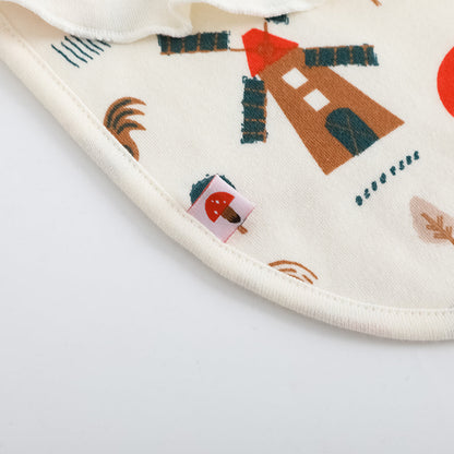 Baby Girls Pinwheel All Over Print Ruffle Cotton Bib