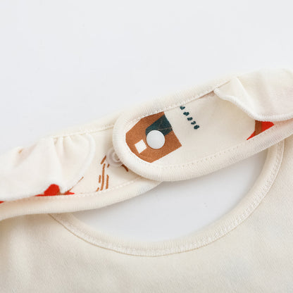 Baby Girls Pinwheel All Over Print Ruffle Cotton Bib