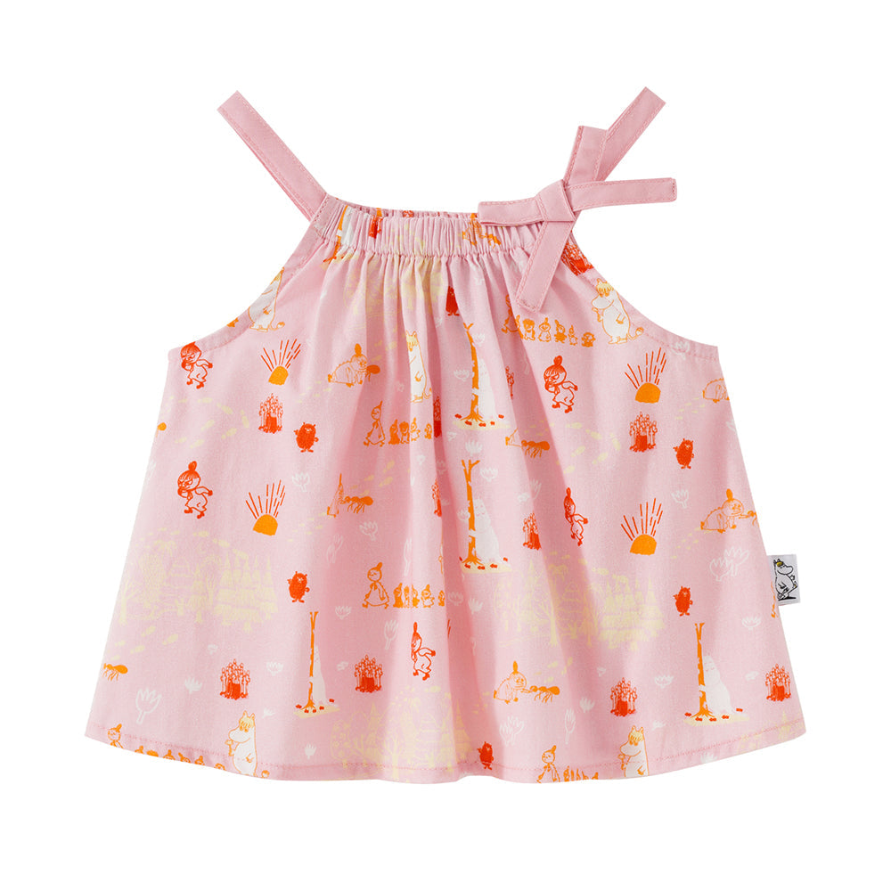 Vauva X Moomin SS23-女嬰遍布印刷棉線和底部套裝