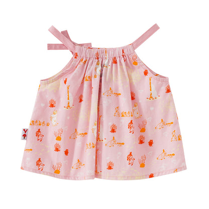 Vauva X Moomin SS23-女嬰遍布印刷棉線和底部套裝