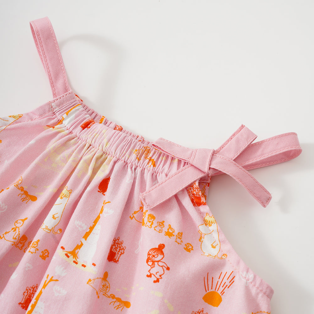 Vauva X Moomin SS23-女嬰遍布印刷棉線和底部套裝