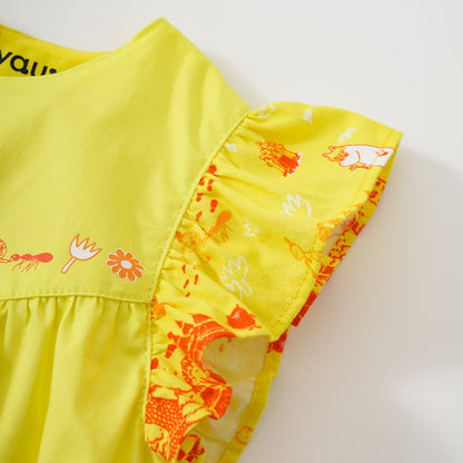 Vauva X Moomin SS23-女嬰荷葉邊棉連衣裙