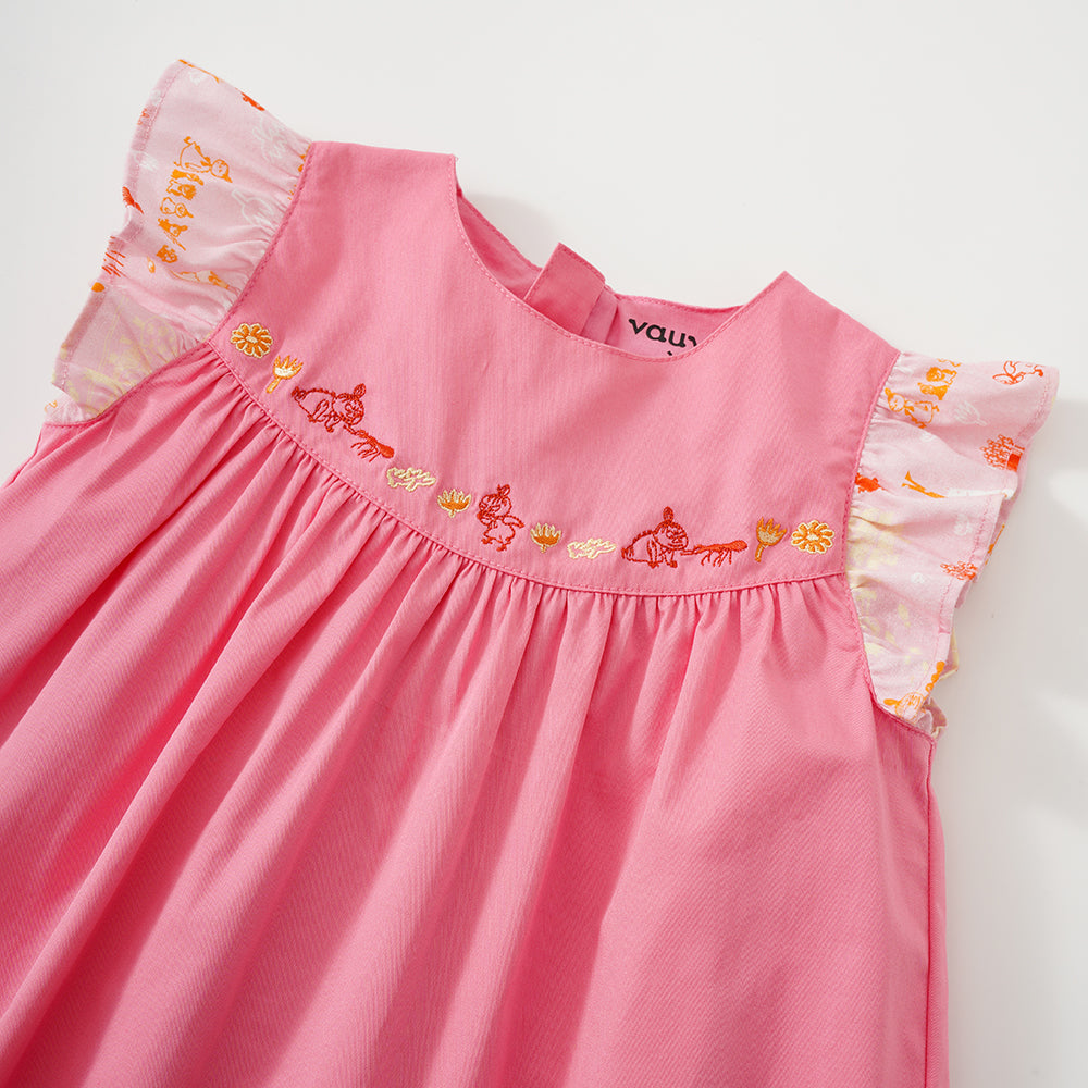 Vauva X Moomin SS23-女嬰荷葉邊棉連衣裙