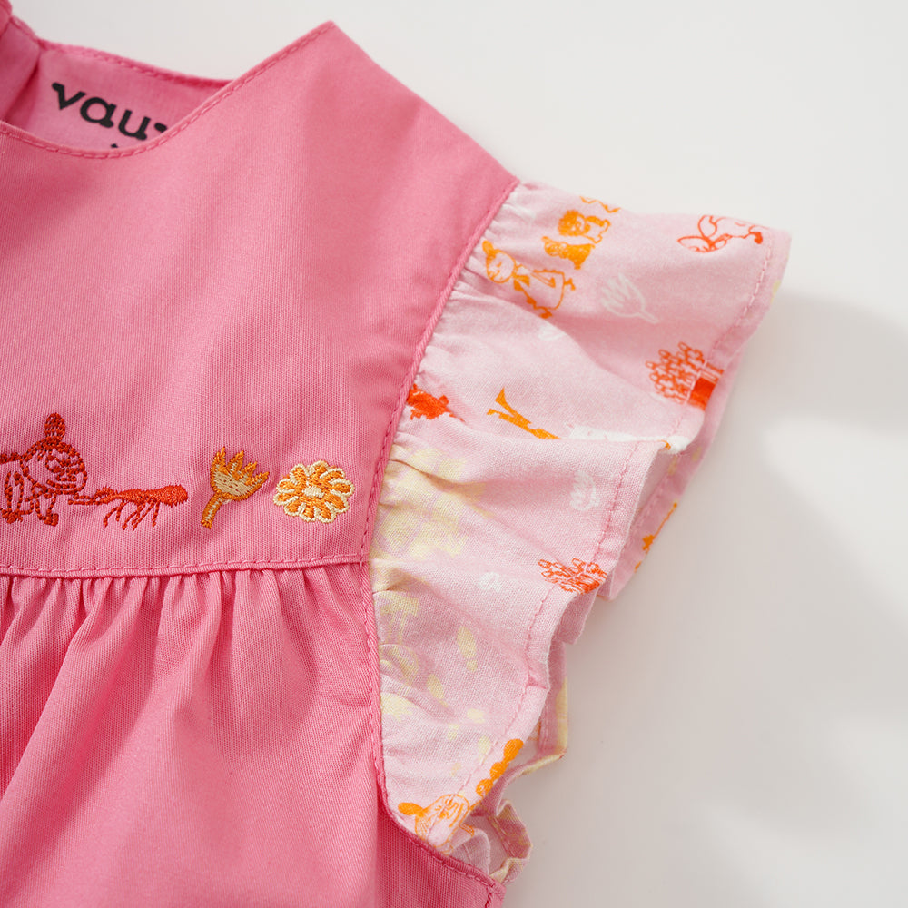 Vauva X Moomin SS23-女嬰荷葉邊棉連衣裙
