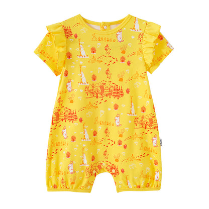 Vauva x Moomin SS23 - 女嬰全印花棉質短袖連身衣
