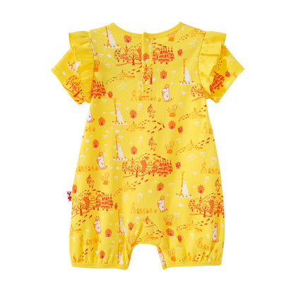 Vauva x Moomin SS23 - 女嬰全印花棉質短袖連身衣