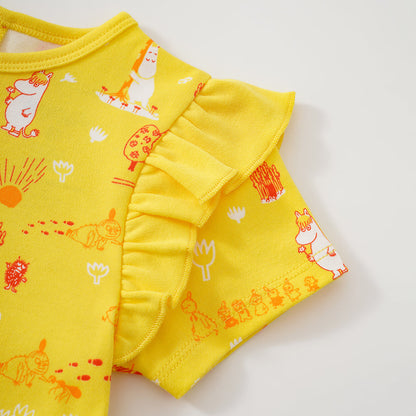 Vauva x Moomin SS23 - 女嬰全印花棉質短袖連身衣