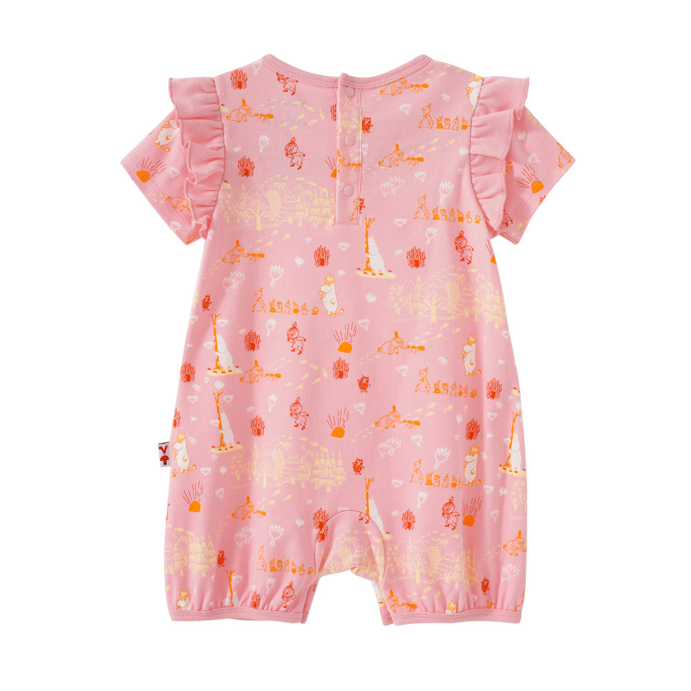 Baby Girls All Over Print Cotton Short Sleeves Romper