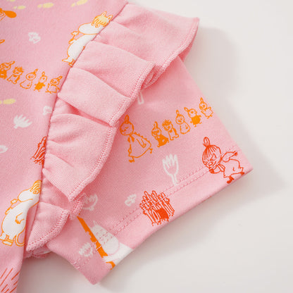 Baby Girls All Over Print Cotton Short Sleeves Romper