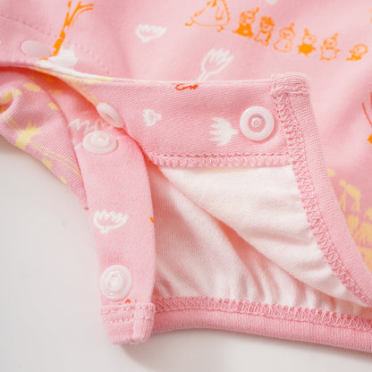 Baby Girls All Over Print Cotton Short Sleeves Romper