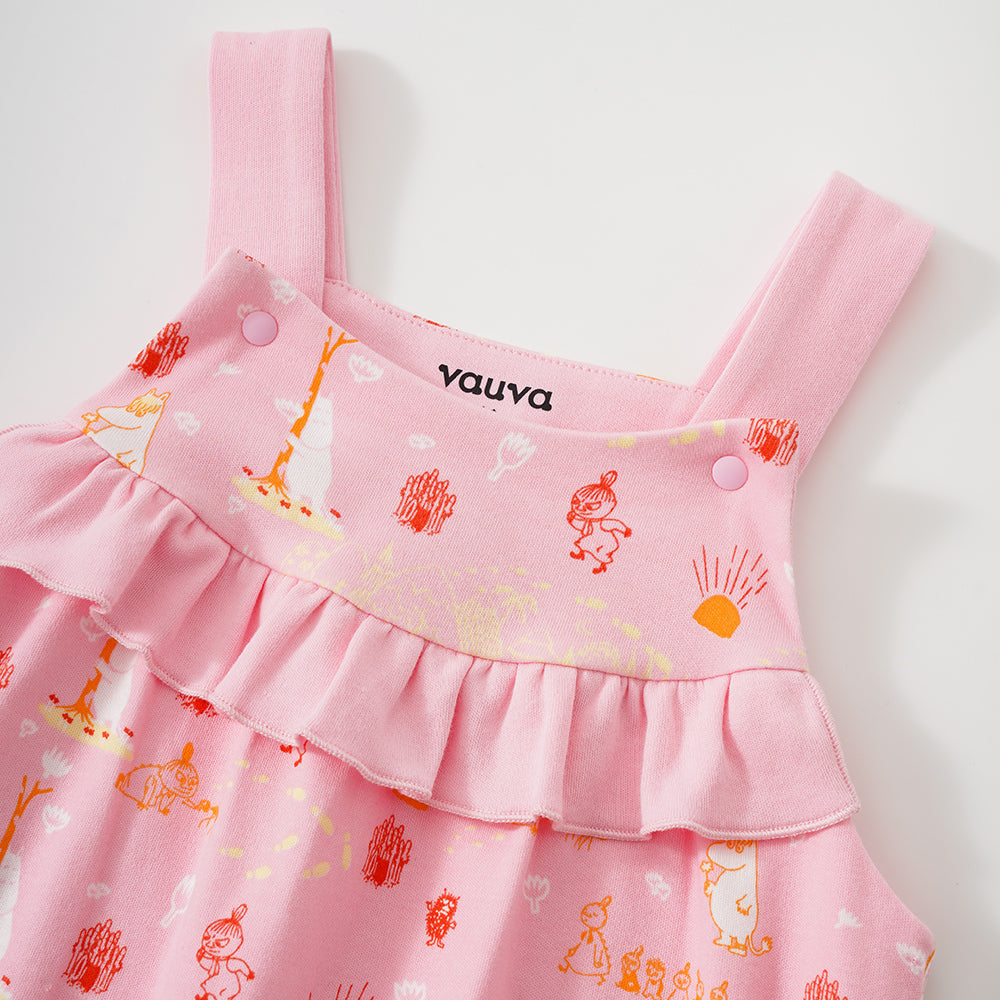 Vauva X Moomin SS23-女嬰遍布印刷棉無袖連身褲