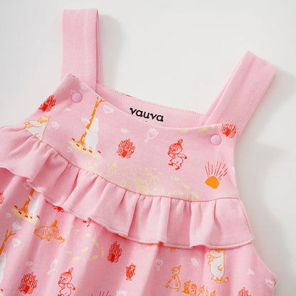 Vauva X Moomin SS23-女嬰遍布印刷棉無袖連身褲