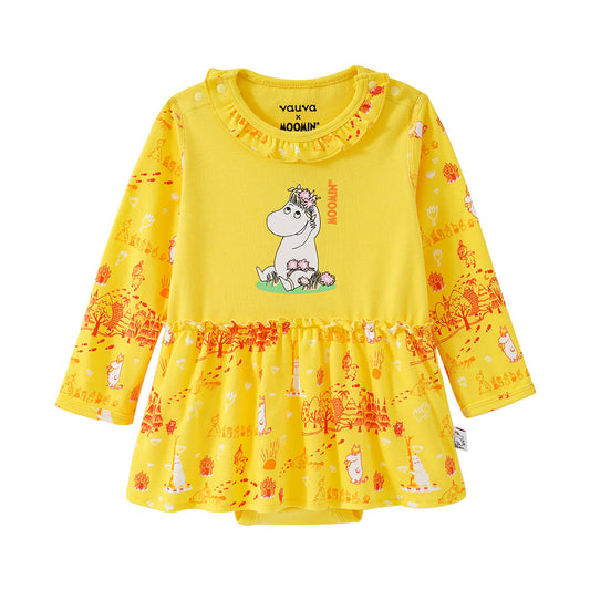 Vauva X Moomin SS23-女嬰Mo​​omin Print棉花長袖緊身衣褲