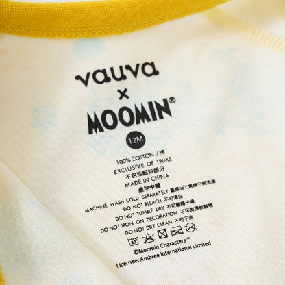 Vauva X Moomin SS23-嬰兒男女遍布印刷棉長袖緊身衣褲（黃色）