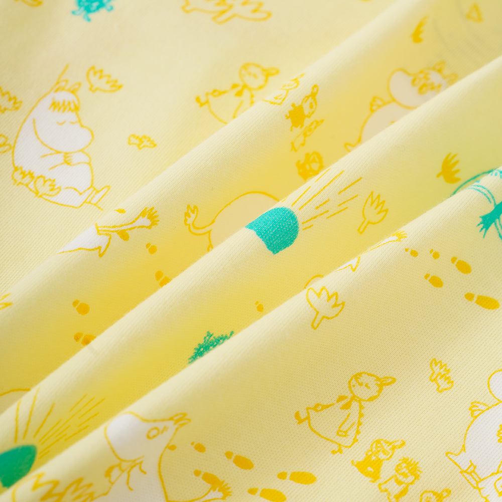 Vauva X Moomin SS23-嬰兒男女遍布印刷棉長袖緊身衣褲（黃色）