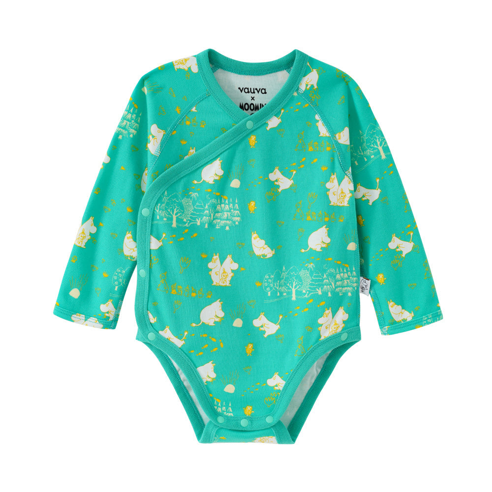 Baby Unisex All Over Print Cotton Long Sleeves Wrap Bodysuit