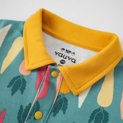 Baby Boy Carrot All Over Print Cotton Polo Long Sleeve Bodysuit