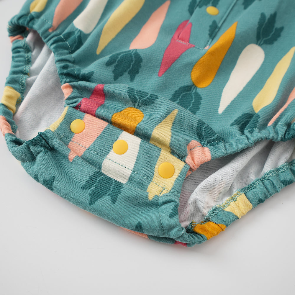 Baby Boy Carrot All Over Print Cotton Polo Long Sleeve Bodysuit
