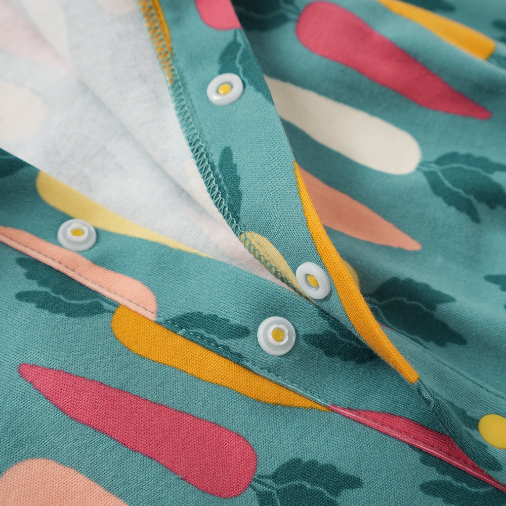 Baby Boy Carrot All Over Print Cotton Polo Long Sleeve Bodysuit