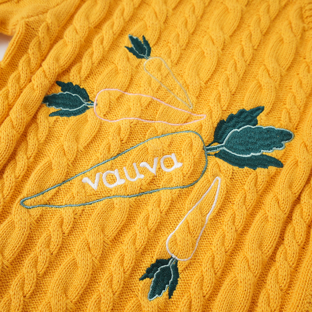 Vauva FW23-男嬰胡蘿蔔圖案棉袖連身褲（黃色）