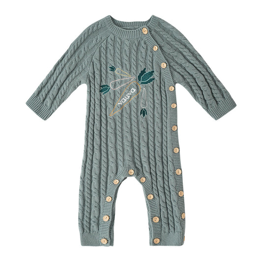 Baby Boy Carrot Pattern Cotton Long Sleeve Romper