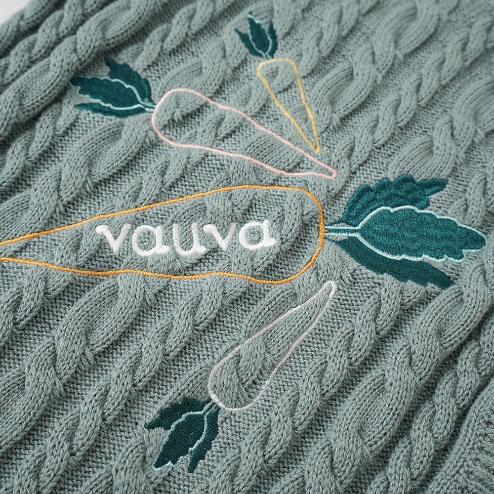 vauva FW23-男嬰胡蘿蔔圖案棉袖長袖連身褲（綠色）
