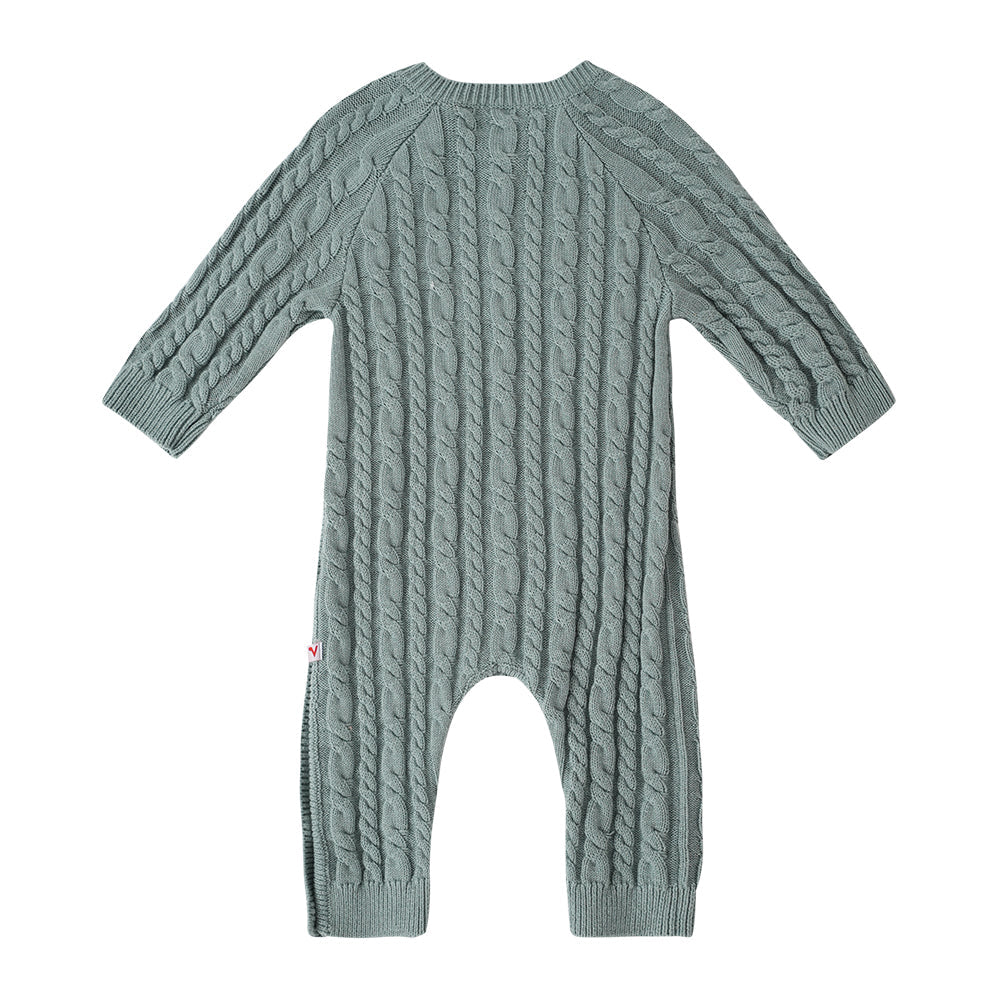 vauva FW23-男嬰胡蘿蔔圖案棉袖長袖連身褲（綠色）
