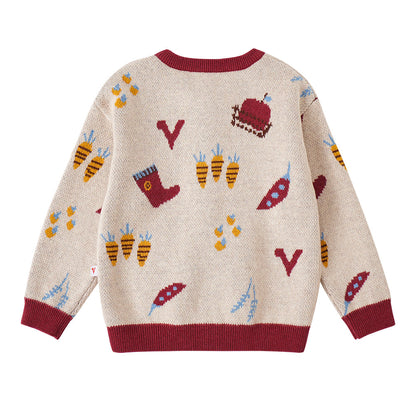 Baby Girls Farm Jacquard Cotton Cashmere Jacket