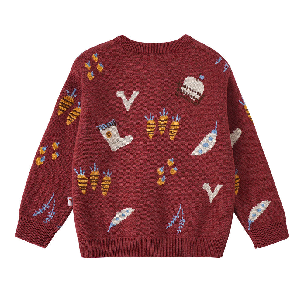 Baby Girls Farm Jacquard Cotton Cashmere Jacket