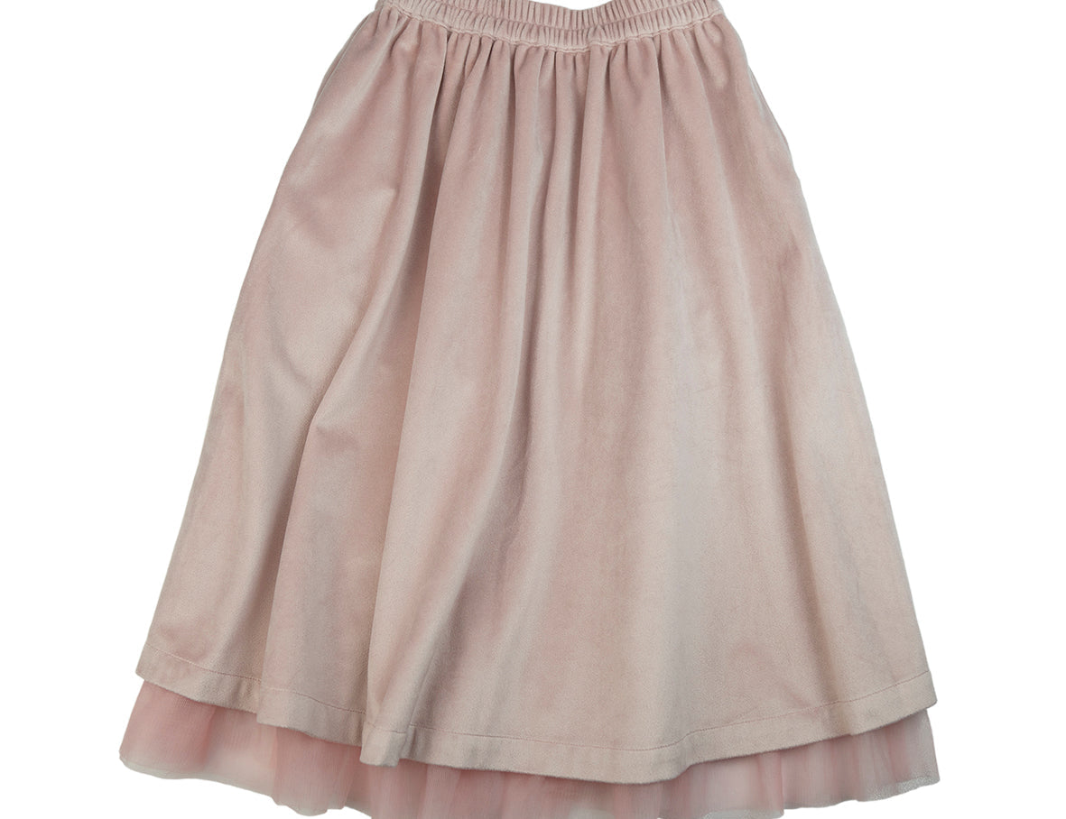 Vauva 女童天鵝絨分層連身裙 - 粉紅色