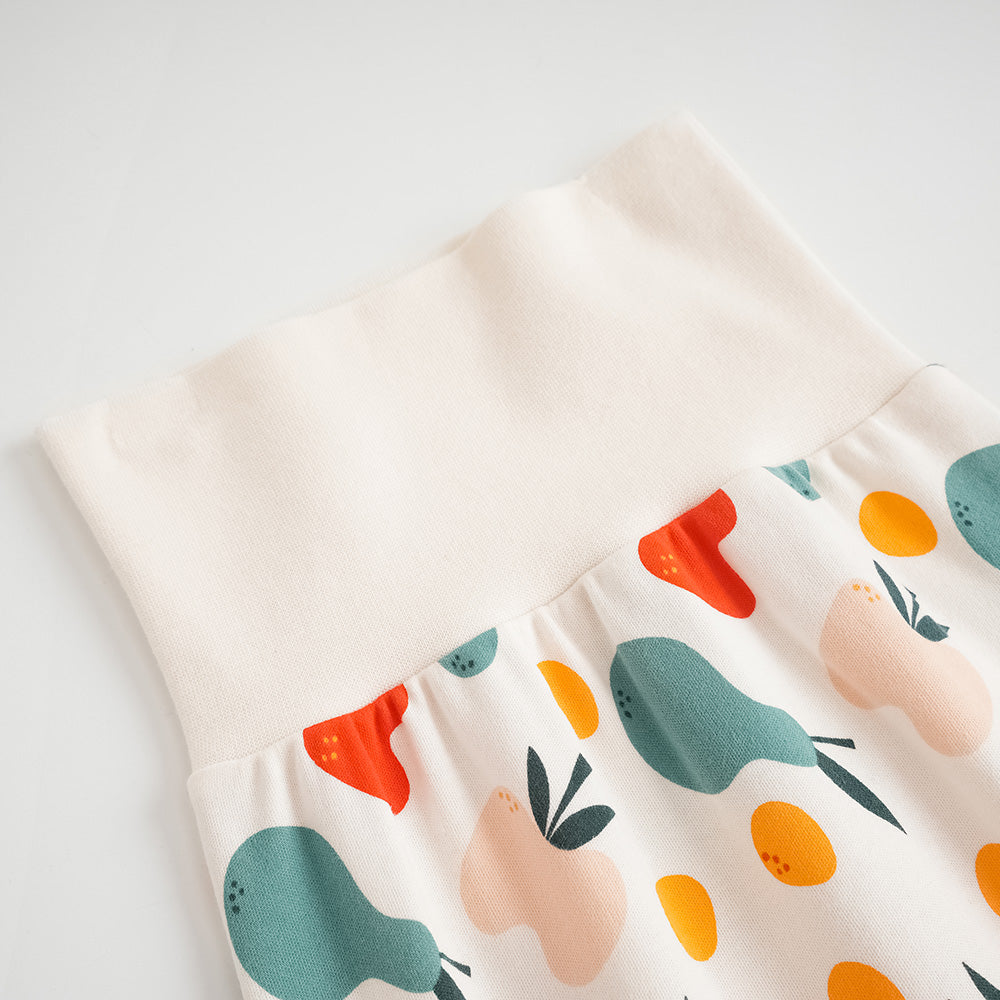 Vauva FW23-嬰兒中性水果遍布印刷棉高腰部褲子