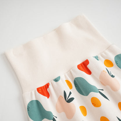 Vauva FW23-嬰兒中性水果遍布印刷棉高腰部褲子