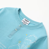 Vauva x Le Petit Prince - Boys Sweater & T-shirt (2 piece Set/Blue)-Model Image close up