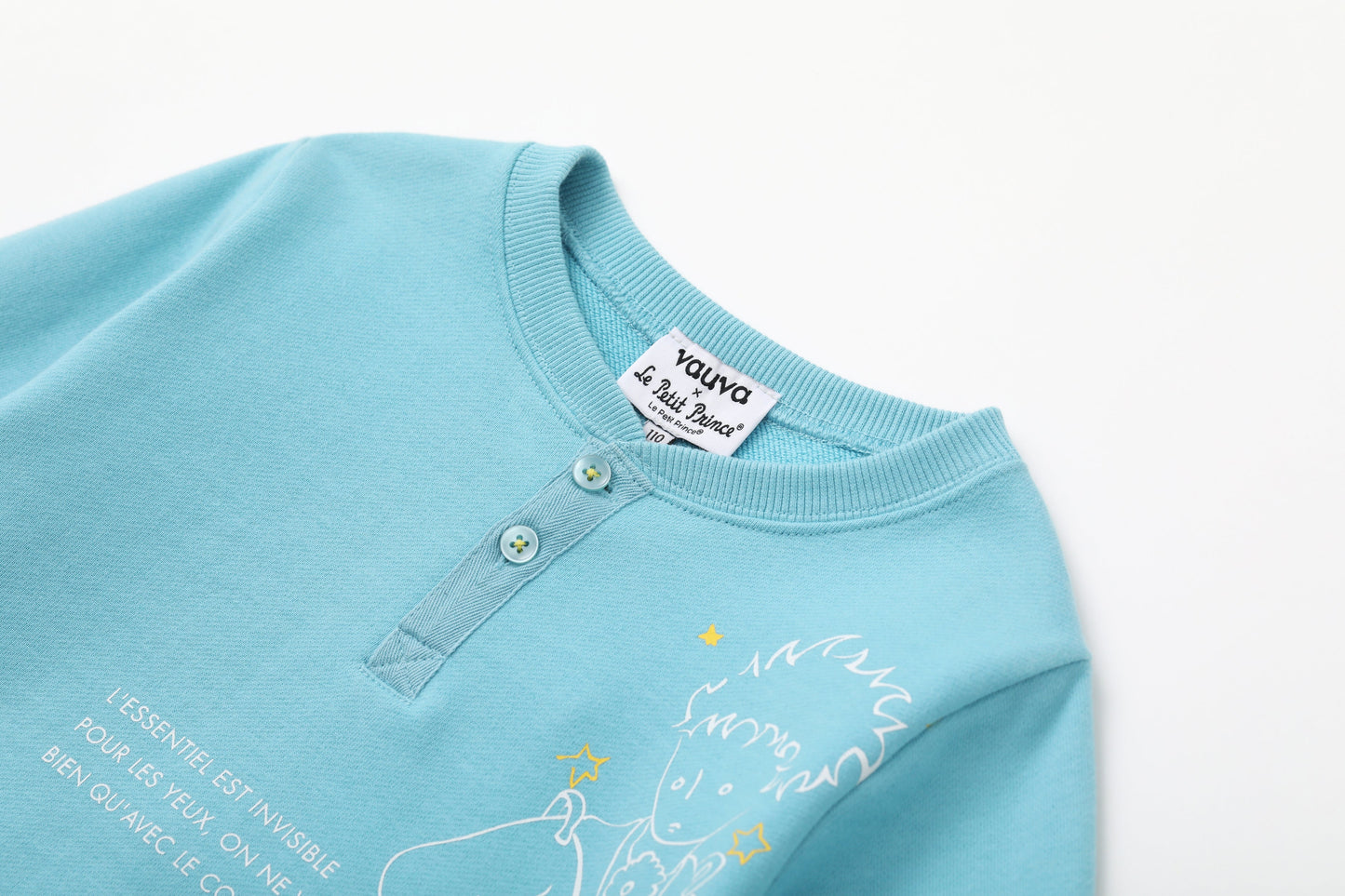 Vauva x Le Petit Prince - Boys Sweater & T-shirt (2 piece Set/Blue)-Model Image close up