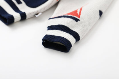 Vauva SS24 - Baby Boy Sailing Pattern Long Sleeve Cardigan (White) - Product 8
