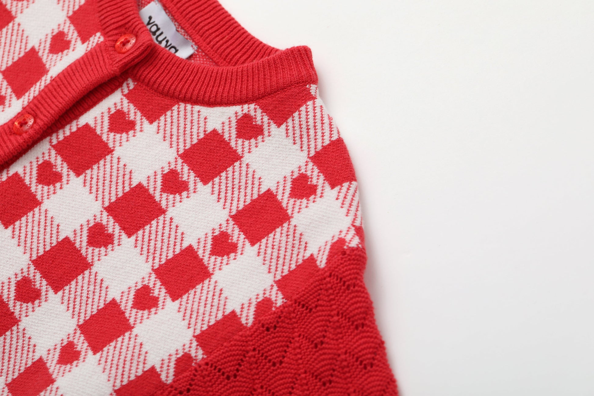 Vauva SS24 - Baby Girl Plaid Long Sleeve Sweater (Red) - Product 10