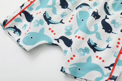 Vauva SS24 - Baby Boy Whale Print Shorts (White) - Product 6