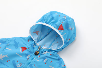 Vauva SS24 - Boys Whale Printed Windbreaker (Blue) - Product 6