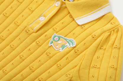 Vauva SS24 - Girls Knitted Polo Sweater (Orange) - Product 11